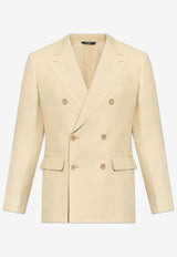 Dolce & Gabbana Double-Breasted Linen Blazer Beige G2QS7T FU4MC-M0722