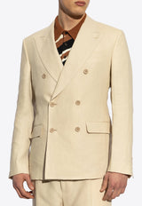 Dolce & Gabbana Double-Breasted Linen Blazer Beige G2QS7T FU4MC-M0722