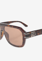 Dolce & Gabbana DG Logo Rectangular Sunglasses Brown 0DG4507 0-502 73