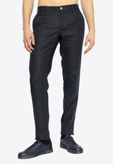 Dolce & Gabbana Linen Tailored Pants Navy GY7BMT FU4K6-B4902
