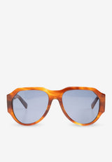 Dolce & Gabbana Logo Aviator Sunglasses Blue 0DG4504 0-32212V