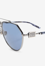 Dolce & Gabbana Logo Plaque Aviator Sunglasses Blue 0DG2315 0-04 80