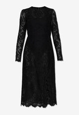 Dolce & Gabbana Floral Sheer Lace Midi Dress Black F6JSLT ILMBJ-N0000