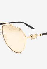 Dolce & Gabbana Logo Plaque Aviator Sunglasses Gold 0DG2315 0-K02 03