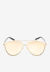 Dolce & Gabbana Logo Plaque Aviator Sunglasses Gold 0DG2315 0-K02 03