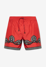 Dolce & Gabbana Printed Swim Shorts Red KĄPIELOWE M4F44T ONR53-HR5IJ