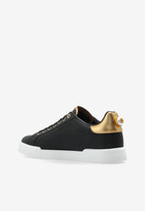 Dolce & Gabbana Portofino Leather Low-Top Sneakers Black CK2329 AN298-8E831