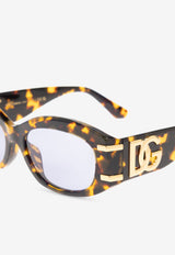 Dolce & Gabbana DG Logo Oval Sunglasses Blue 0DG4502 0-33301A