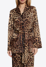 Dolce & Gabbana Leopard Print Silk Long-Sleeved Shirt Brown F5I89T FSAXY-HY13M