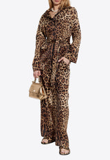 Dolce & Gabbana Leopard Print Silk Long-Sleeved Shirt Brown F5I89T FSAXY-HY13M