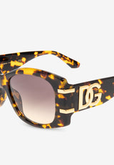 Dolce & Gabbana DG Logo Square Sunglasses Brown 0DG4501 0-33302Q