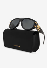 Dolce & Gabbana DG Logo Aviator Sunglasses Black 0DG4499 0-501 87