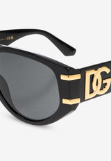 Dolce & Gabbana DG Logo Aviator Sunglasses Black 0DG4499 0-501 87
