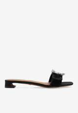 Dolce & Gabbana Jewel Buckle Velvet Flat Sandals Black CR1783 A9S20-80999