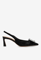 Dolce & Gabbana 60 Velvet Slingback Pumps Black CG0858 A9S20-8B956