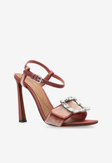 Dolce & Gabbana 100 Jewel Buckle Velvet Sandals Pink CR1792 A9S20-89077