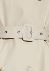 Dolce & Gabbana Double-Breasted Long Trench Coat Cream F0W3ST HUMVM-M0299