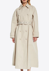 Dolce & Gabbana Double-Breasted Long Trench Coat Cream F0W3ST HUMVM-M0299