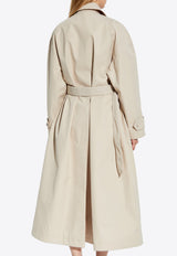 Dolce & Gabbana Double-Breasted Long Trench Coat Cream F0W3ST HUMVM-M0299