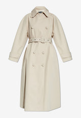 Dolce & Gabbana Double-Breasted Long Trench Coat Cream F0W3ST HUMVM-M0299