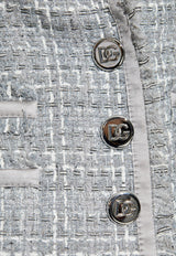 Dolce & Gabbana Single-Breasted Lamé Bouclé Jacket Gray F27DIT FQOAB-S8100