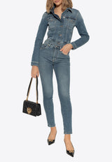 Dolce & Gabbana Logo Plaque Faded Skinny Jeans Blue FTC67D G8ML9-S9001