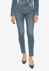 Dolce & Gabbana Logo Plaque Faded Skinny Jeans Blue FTC67D G8ML9-S9001