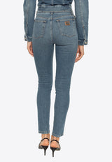 Dolce & Gabbana Logo Plaque Faded Skinny Jeans Blue FTC67D G8ML9-S9001