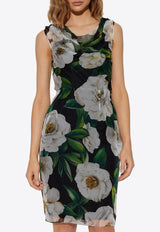 Dolce & Gabbana Gardenia Print Silk Chiffon Dress Multicolor F6TLBT IS1XD-HN5JB