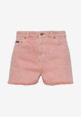 Dolce & Gabbana Mini Denim Shorts with Frayed-Edges Pink FTC9WD G8MT5-S9001