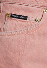 Dolce & Gabbana Mini Denim Shorts with Frayed-Edges Pink FTC9WD G8MT5-S9001