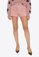 Dolce & Gabbana Mini Denim Shorts with Frayed-Edges Pink FTC9WD G8MT5-S9001