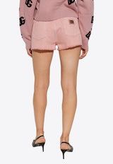 Dolce & Gabbana Mini Denim Shorts with Frayed-Edges Pink FTC9WD G8MT5-S9001