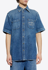 Dolce & Gabbana Short-Sleeved Denim Shirt Blue G5MQ8Z G8MK5-S9001
