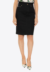 Dolce & Gabbana Logo Plaque Denim Skirt Black F4C14D G8MM5-S9001