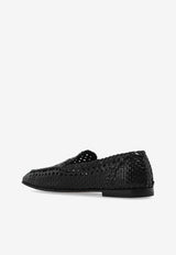 Dolce & Gabbana Woven Leather Loafers Black A50481 A6M71-80999