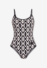 Moncler Geometric Pattern One-Piece Swimsuit Monochrome K10938N00006 598HA-F09