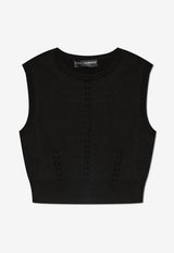 Dolce & Gabbana Knitted Cropped Top Black FXT51T JAIRM-N0000