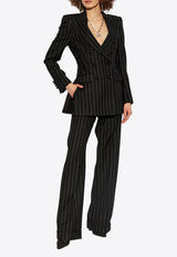 Dolce & Gabbana Double-Breasted Wool Stripe Blazer Black F29M2T FR22M-S8051