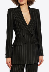Dolce & Gabbana Double-Breasted Wool Stripe Blazer Black F29M2T FR22M-S8051