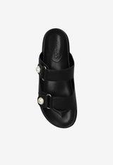 Jimmy Choo Fayence Leather Slides Black FAYENCE SANDAL SQM-BLACK