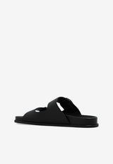 Jimmy Choo Fayence Leather Slides Black FAYENCE SANDAL SQM-BLACK