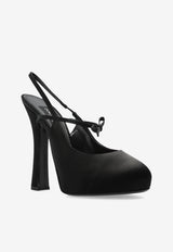 Dolce & Gabbana Vally 105 Slingback Platform Pumps in Satin Black CG0930 AE547-8B956