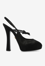 Dolce & Gabbana Vally 105 Slingback Platform Pumps in Satin Black CG0930 AE547-8B956