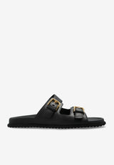 Dolce & Gabbana Leather Flat Sandals Black CQ0632 AS738-80999