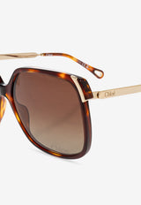 Chloé Aly Oversized Square Sunglasses Brown CH0286S 0-002