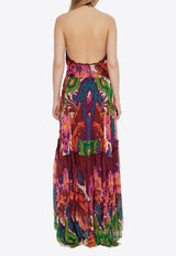 Etro Printed Silk Halterneck Ruffled Dress Multicolor WRHA0347 99SP1F4-X0802