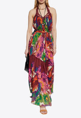 Etro Printed Silk Halterneck Ruffled Dress Multicolor WRHA0347 99SP1F4-X0802