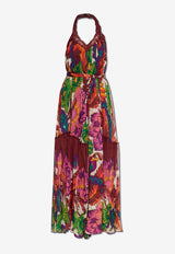 Etro Printed Silk Halterneck Ruffled Dress Multicolor WRHA0347 99SP1F4-X0802