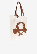 Moschino Debossed Logo Canvas Tote Bag Cream MC4263PP0M OU1-10A